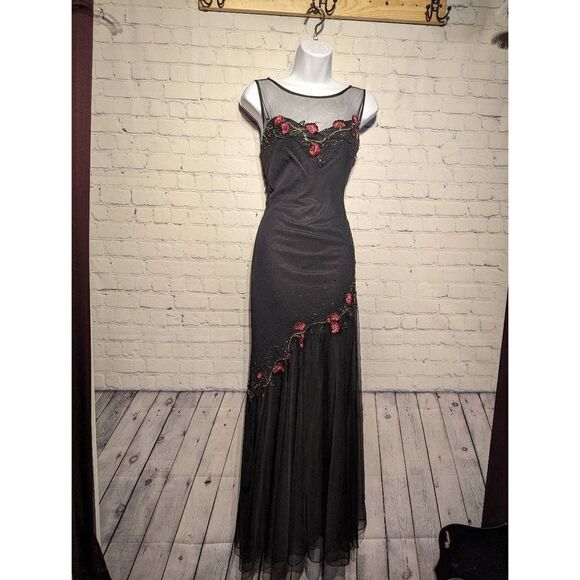 Xscape vintage beaded silk mermaid gown formal 4 - Picture 1 of 6